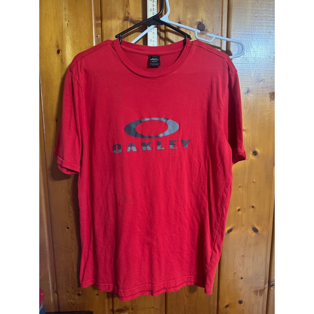 Oakley Mens Red Ellipse Logo Graphic T-Shirt Regular Fit Size Medium